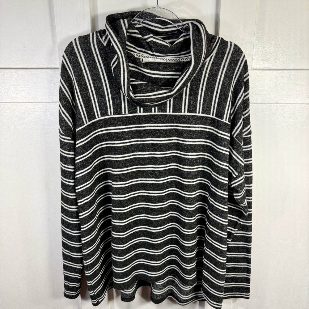 NEW DIRECTIONS STUDIO Striped Cowl Neck Long Sleeve Top Plus Size XXL